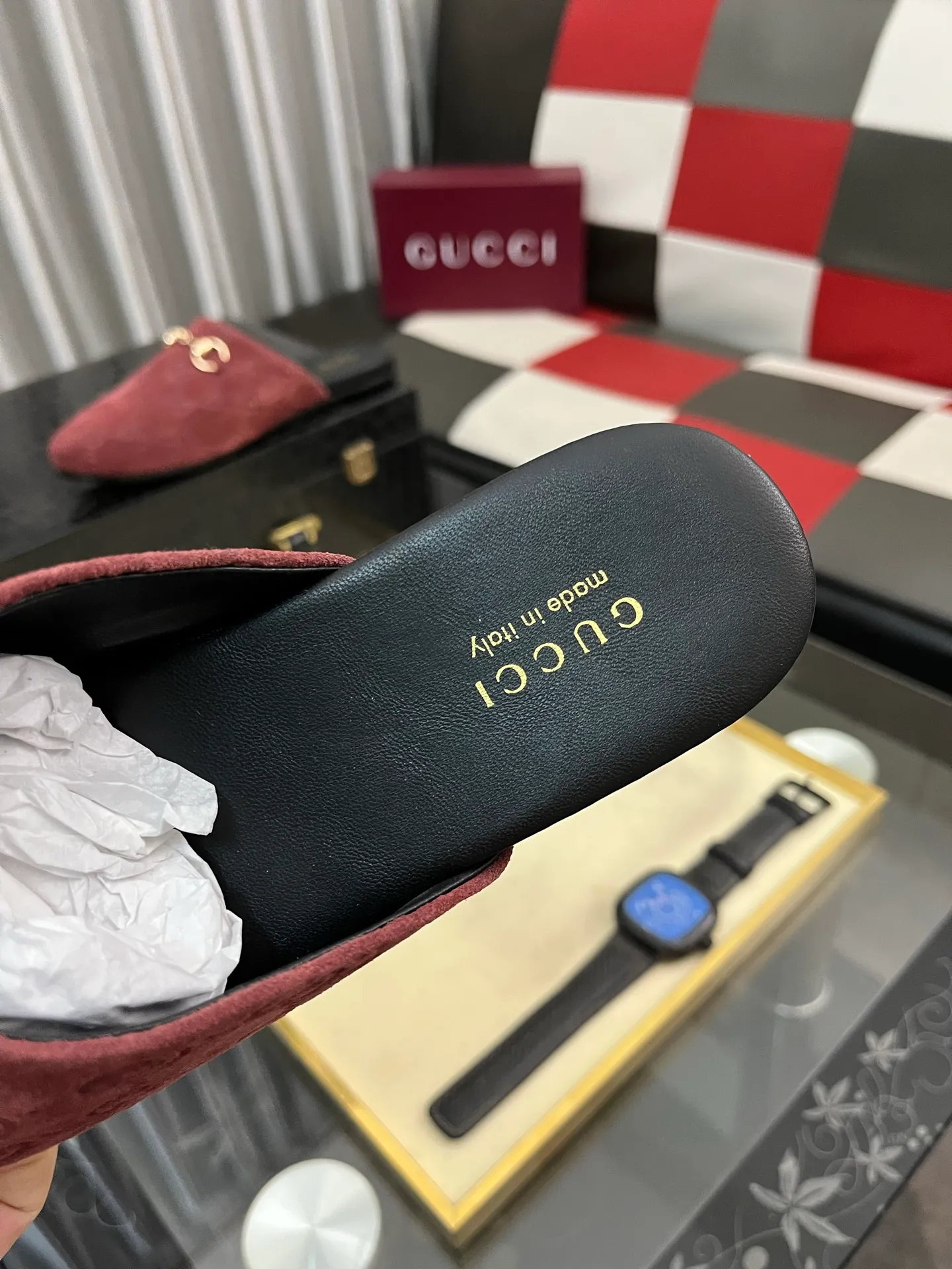 Men's shoes 💰480⌚️⌚️[Gucci] 2024 new season half-slip men's shoes, made of Italian imported first-layer frosted cowhide➕sheepskin lining, original hardware buckle, original combination wear-resistant outsole, real shot 🎬 Very comfortable on the feet, size 36-44